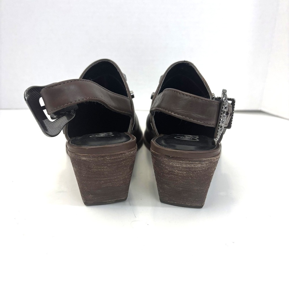 Golo Leather Slingback Heel Shoes Womens 9 Brown Block Western Festival Country - Picture 6 of 11